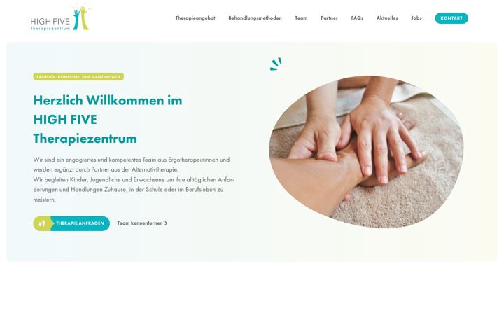 Screenshot of highfive-therapiezentrum.ch