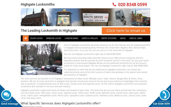 Screenshot of highgatelocksandkeys.co.uk
