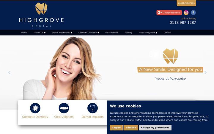 Screenshot of highgrovedentalcare.co.uk