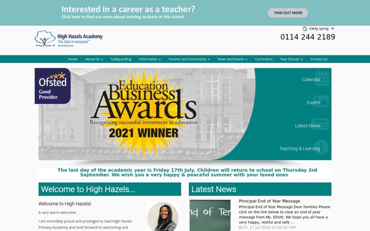 Screenshot of highhazelsacademy.org.uk