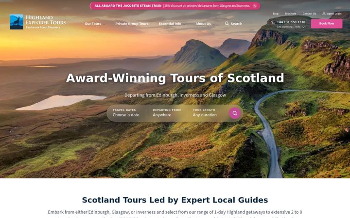 Screenshot of highlandexplorertours.com