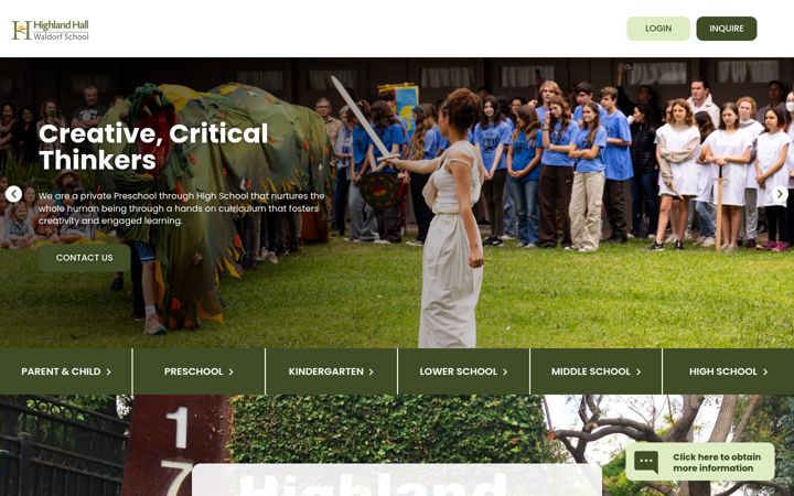 Screenshot of highlandhall.org