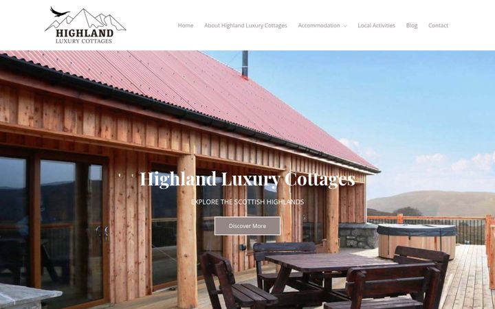 Screenshot of highlandluxurycottages.com