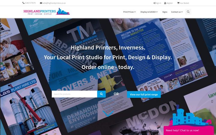 Screenshot of highlandprinters.co.uk