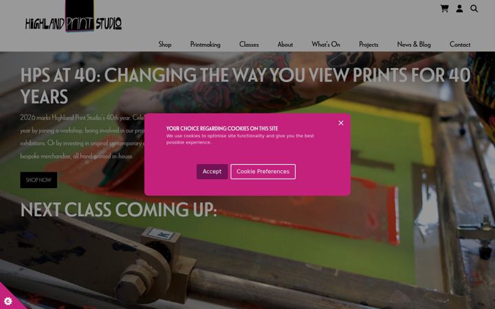 Screenshot of highlandprintstudio.co.uk