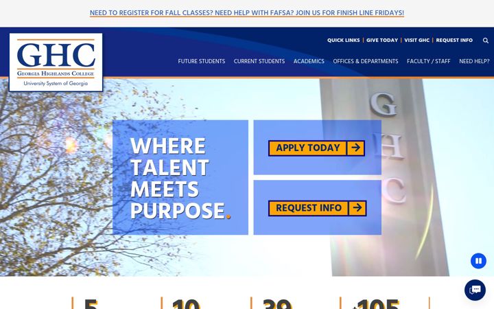 Screenshot of highlands.edu