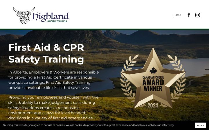 Screenshot of highlandsafetytraining.ca
