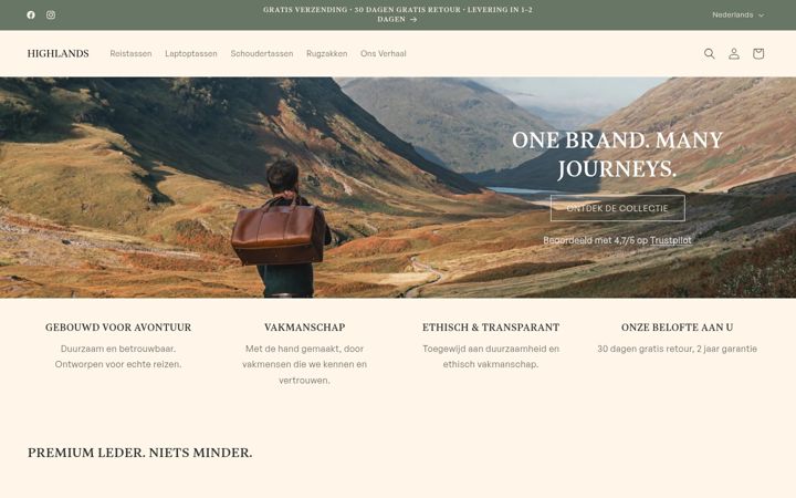 Screenshot of highlandsleather.com