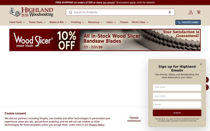 Screenshot of highlandwoodworking.com