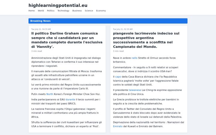 Screenshot of highlearningpotential.eu