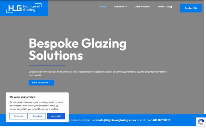 Screenshot of highlevelglazing.co.uk