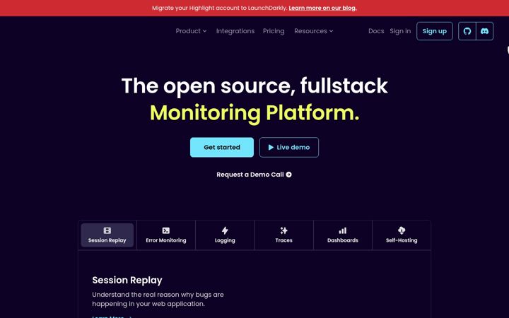 Screenshot of highlight.io