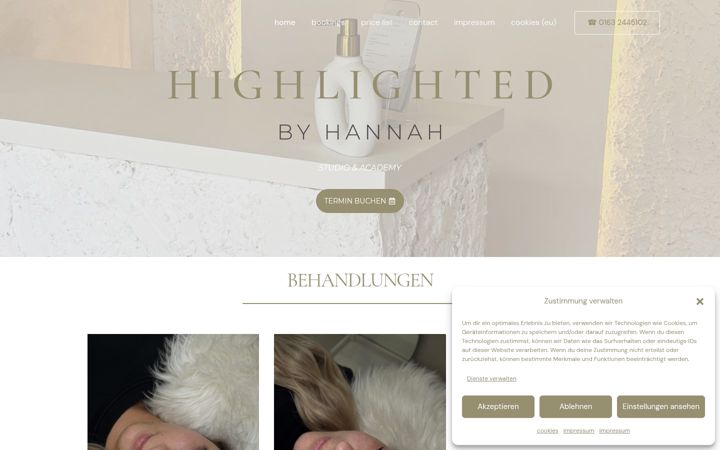 Screenshot of highlightedbyhannah.com