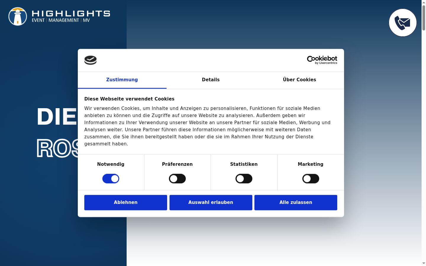 Screenshot of the consent banner shown before any interaction