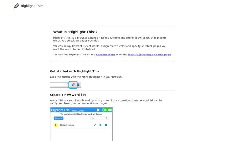 Screenshot of highlightthis.net