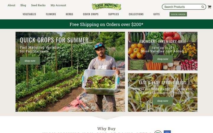 Snímek obrazovky highmowingseeds.com