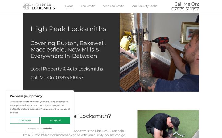 Screenshot of highpeaklocksmiths.co.uk