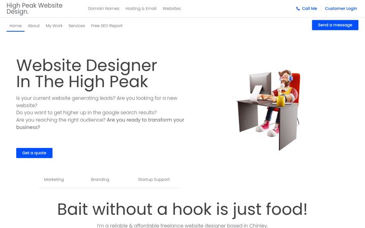 Screenshot of highpeakwebsitedesign.com