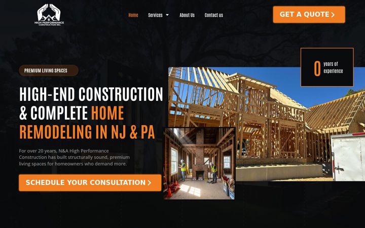 Screenshot of highperformanceconstructioninc.com