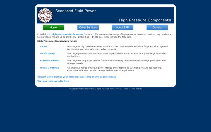 Screenshot of highpressurecomponents.co.uk