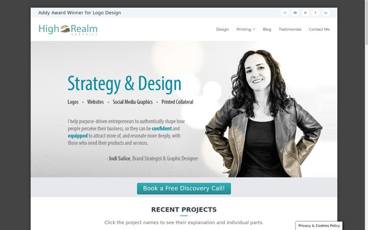 Screenshot of highrealmgraphics.com
