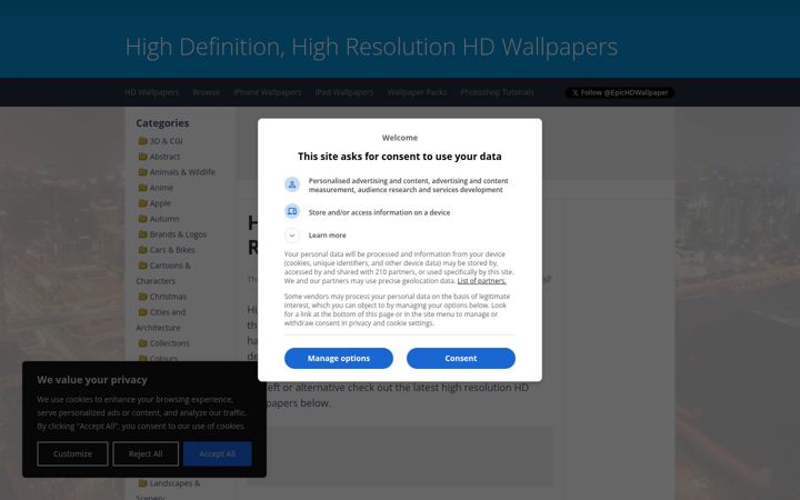 Screenshot of highreshdwallpapers.com