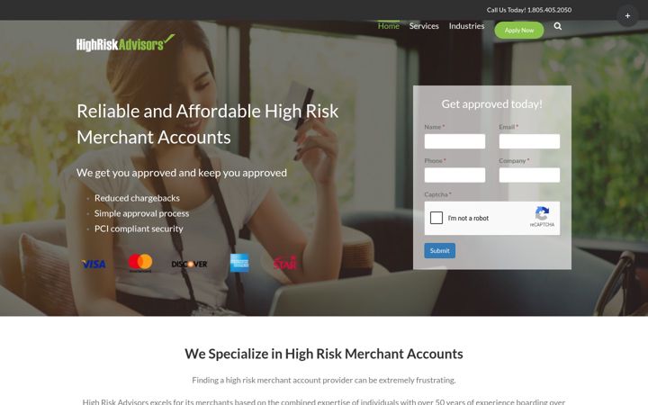 Screenshot of highriskadvisors.com