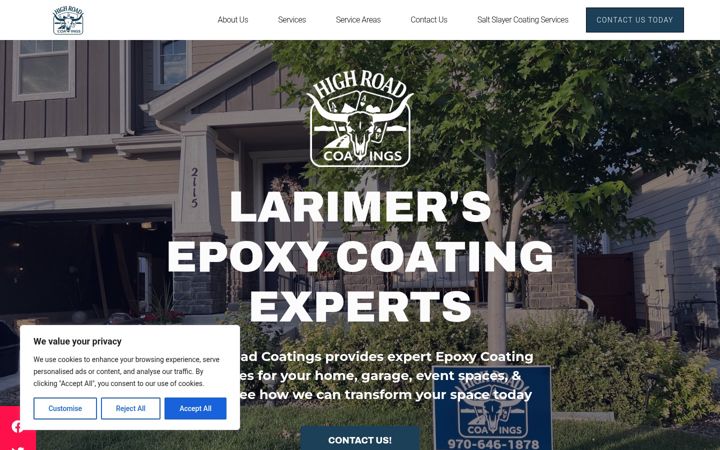 Screenshot of highroadcoatings.com