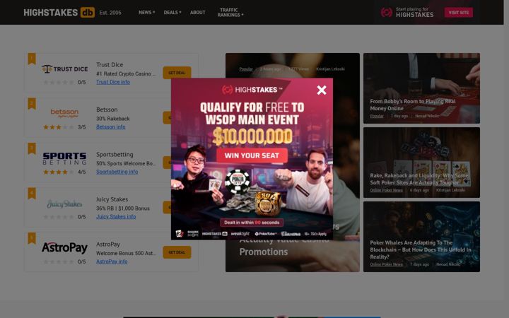 Screenshot of highstakesdb.com