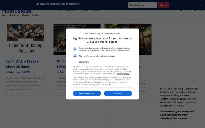Screenshot of hightidehomestead.com