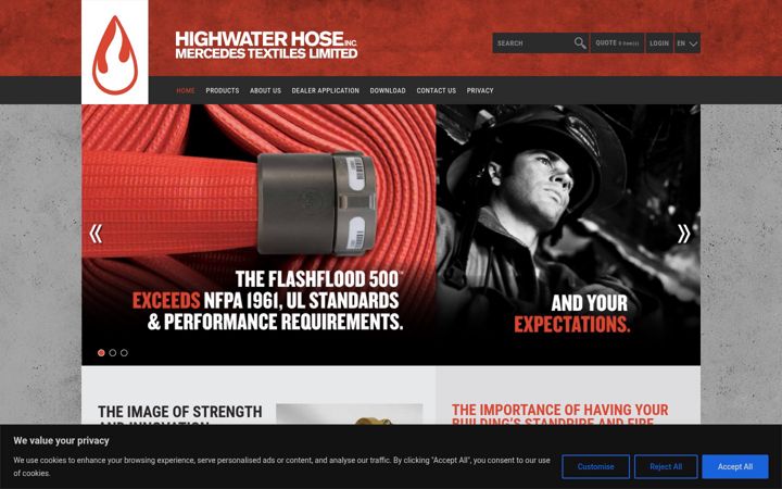 Screenshot of highwaterhose.com