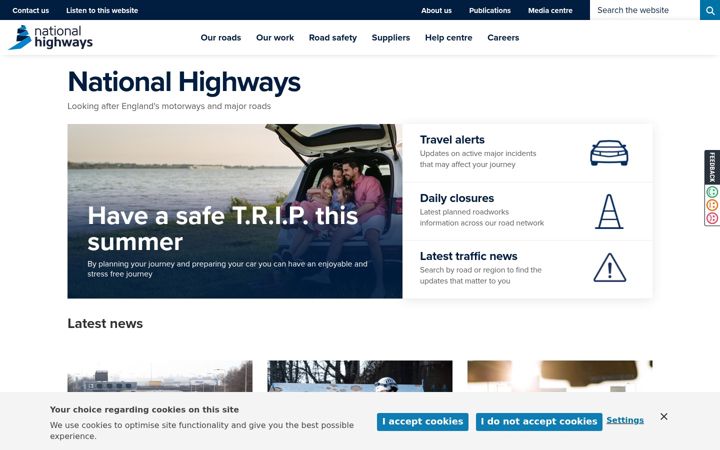 Screenshot of highwaysengland.co.uk