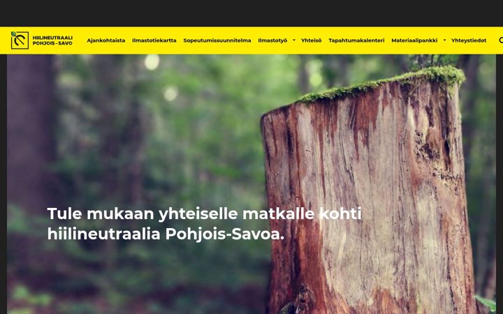 Screenshot of hiilineutraalipohjoissavo.fi