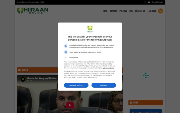 Screenshot of hiiraan.com