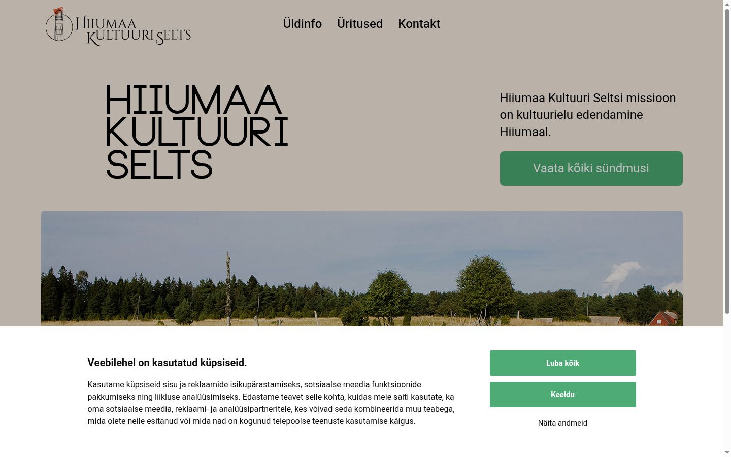 Ekraanipilt nõusolekubännerist, mida näidati enne mis tahes suhtlust