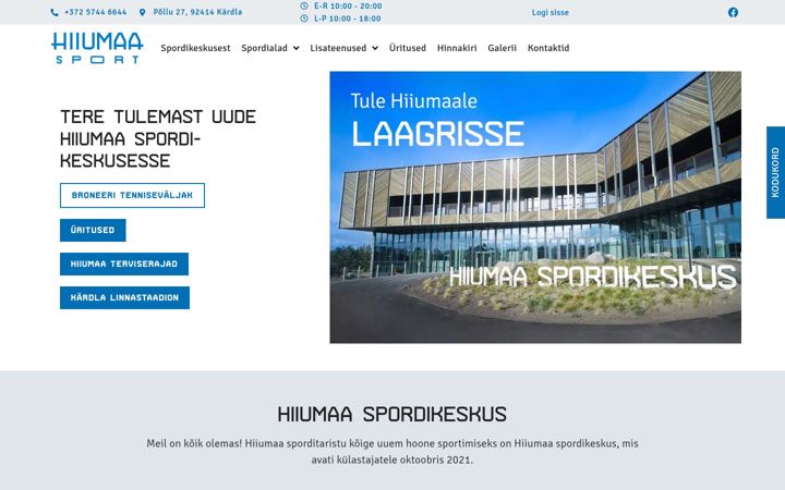 Screenshot of hiiumaaspordikeskus.ee