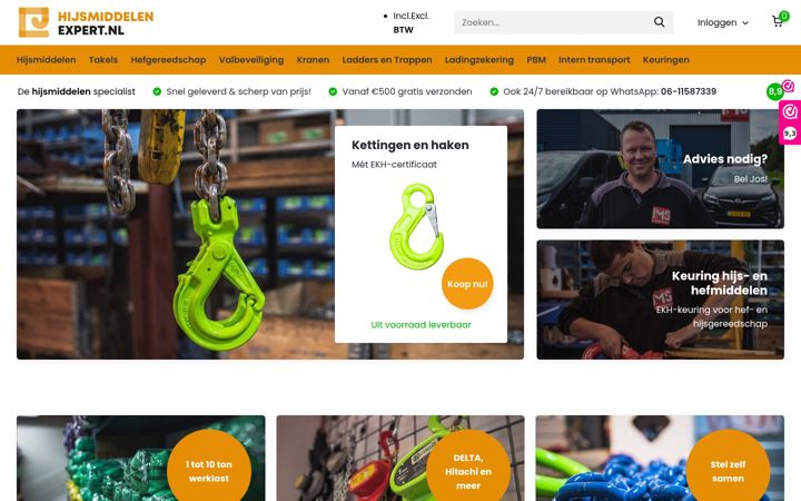 Screenshot of hijsmiddelen-expert.nl