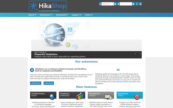 Screenshot of hikashop.com