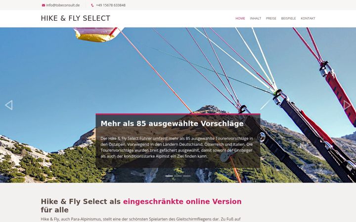 Screenshot of hike-and-fly.de