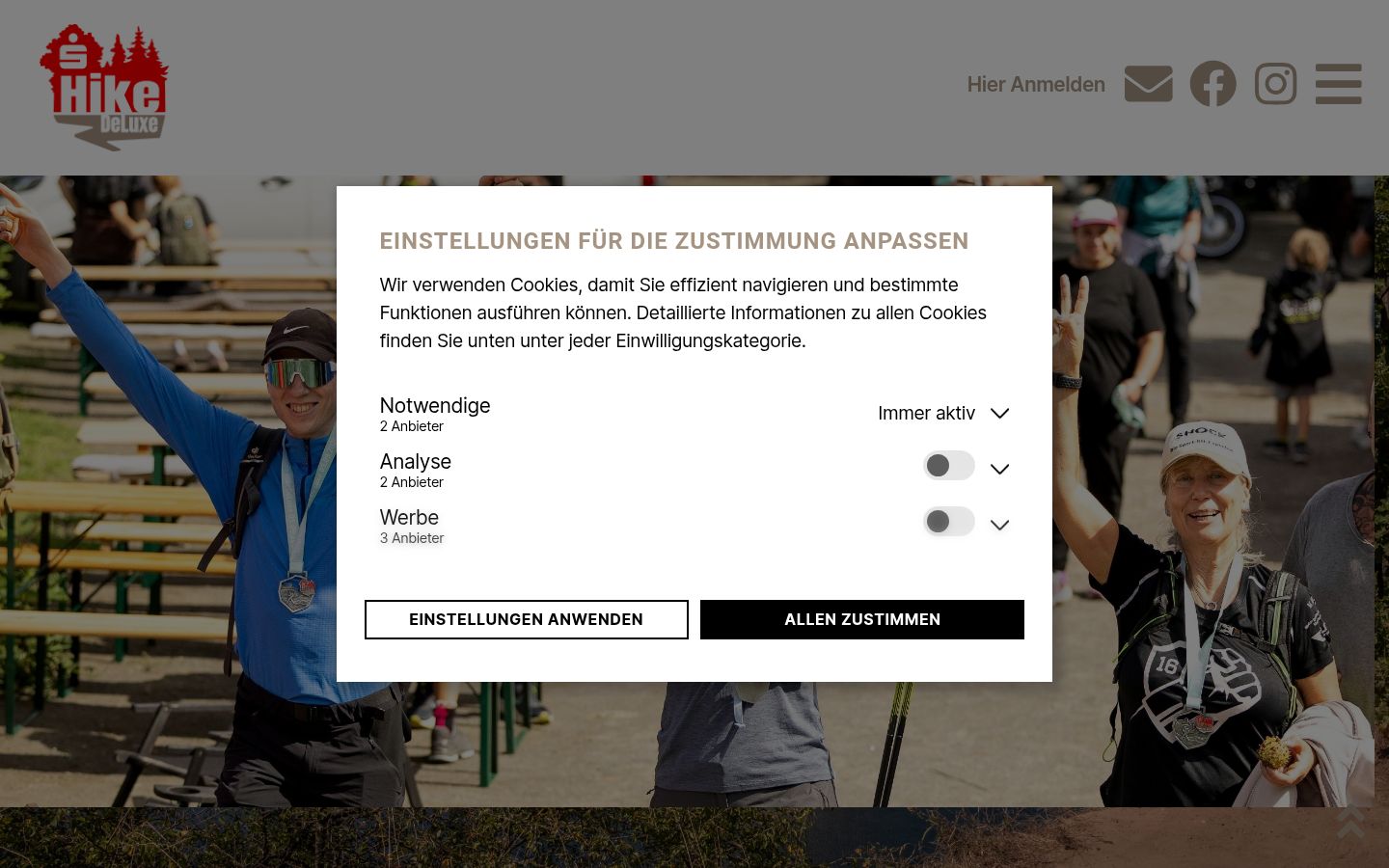 Screenshot del banner di consenso mostrato prima di qualsiasi interazione