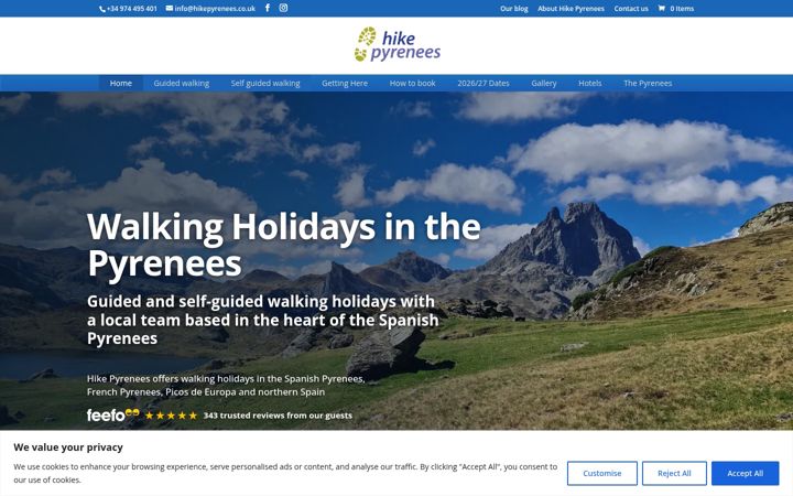 Screenshot of hikepyrenees.co.uk