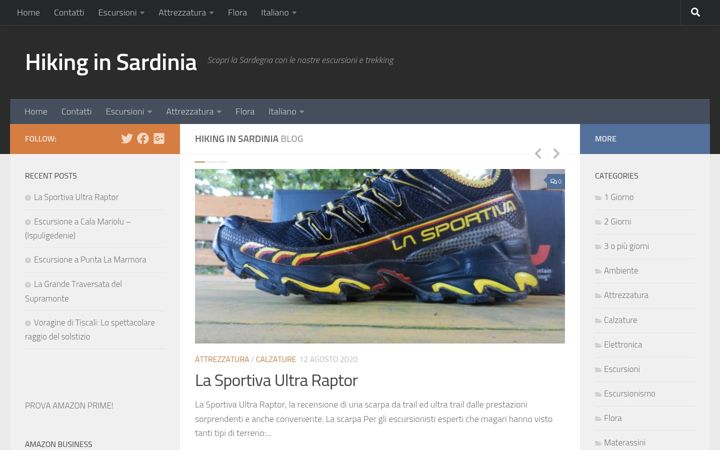 Screenshot of hikinginsardinia.com