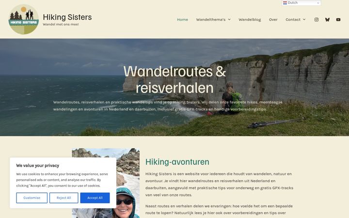 Screenshot of hikingsisters.nl