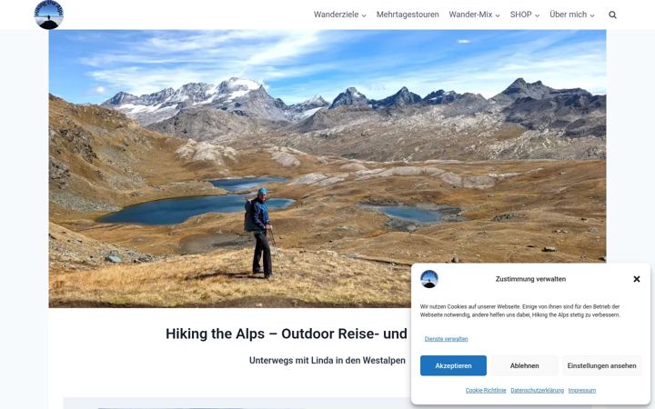 Screenshot of hikingthealps.com
