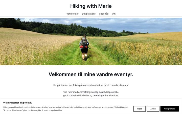 Screenshot of hikingwithmarie.dk