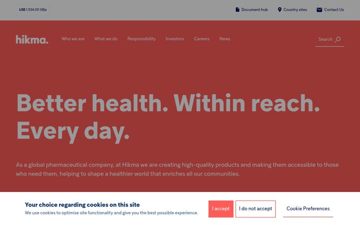 Screenshot of hikma.com