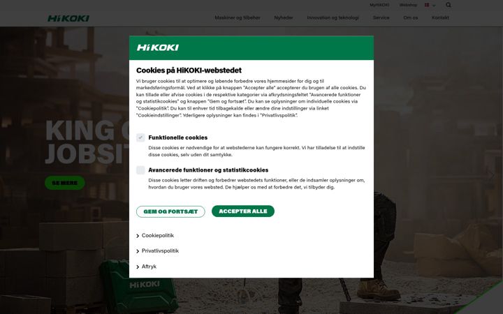 Screenshot of hikoki-powertools.dk