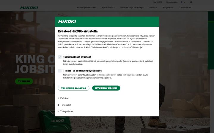 Screenshot of hikoki-powertools.fi
