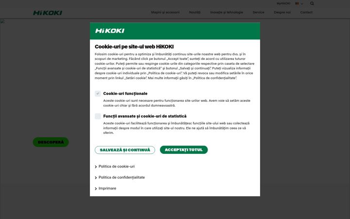 Screenshot of hikoki-powertools.ro