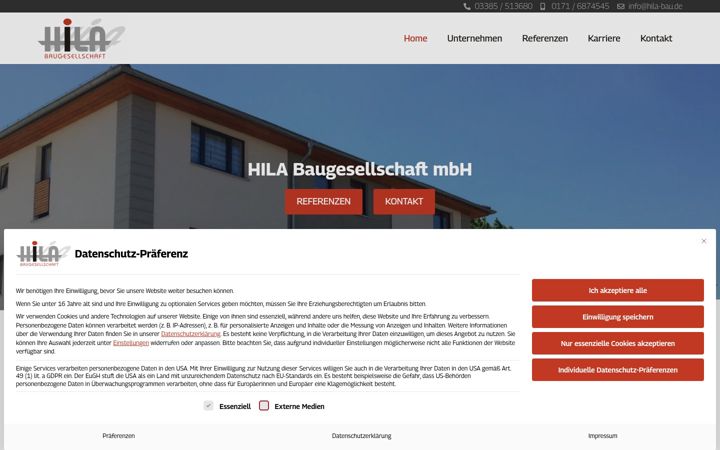 Screenshot of hila-bau.de